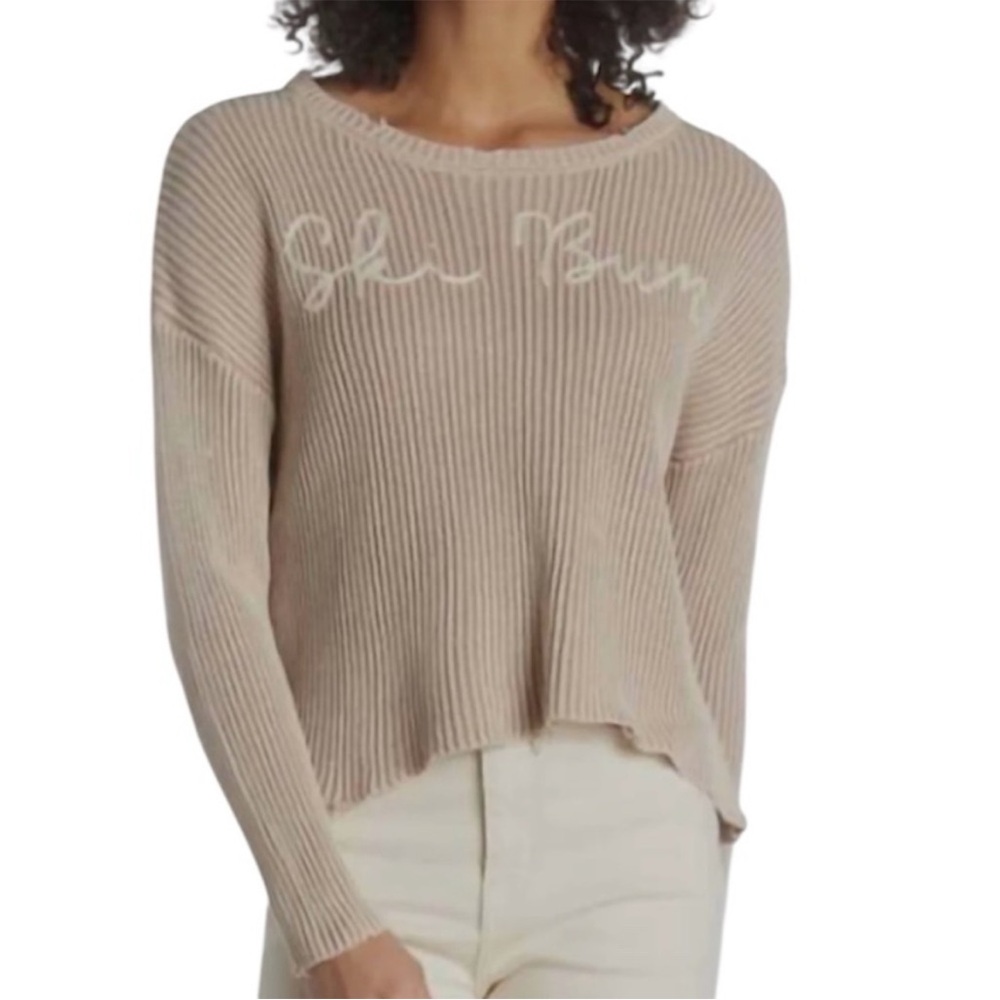 Vintage Havana Ski Bum Embroidered Sweater in Washed Caramel